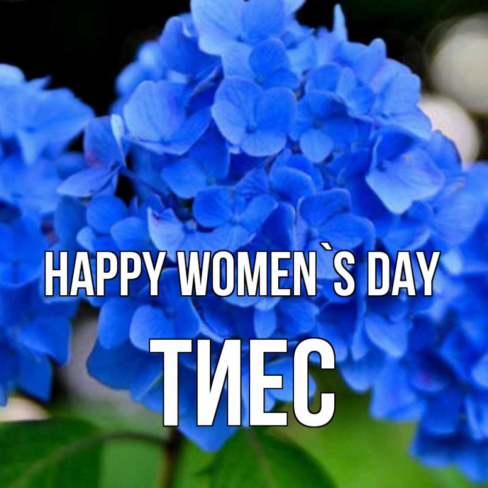 Greetings card с именем, ТИЕС happy women`s day синие цветы Greetings with text for free download 